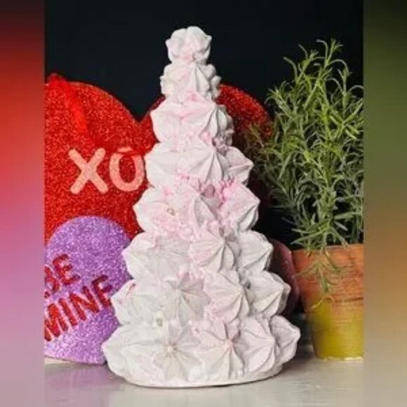 Valentine Pink Meringue Tree Decor Handmade Style Whimsical Sweet Treat NWT - Picture 2 of 5